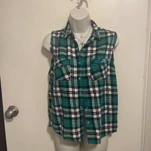 Ali & Kris Teal and Black Plaid Shirt